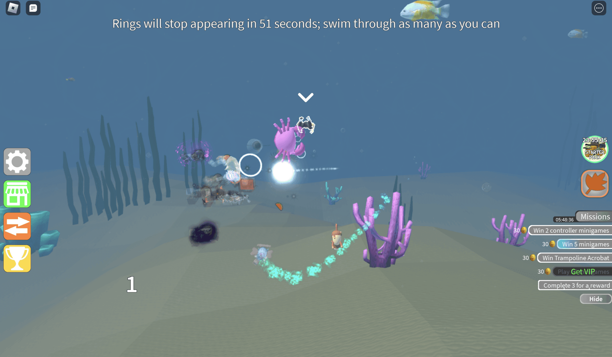 Un pantallazo del juego de Roblox Epic Minigames mostrando una variedad de desafíos competitivos.