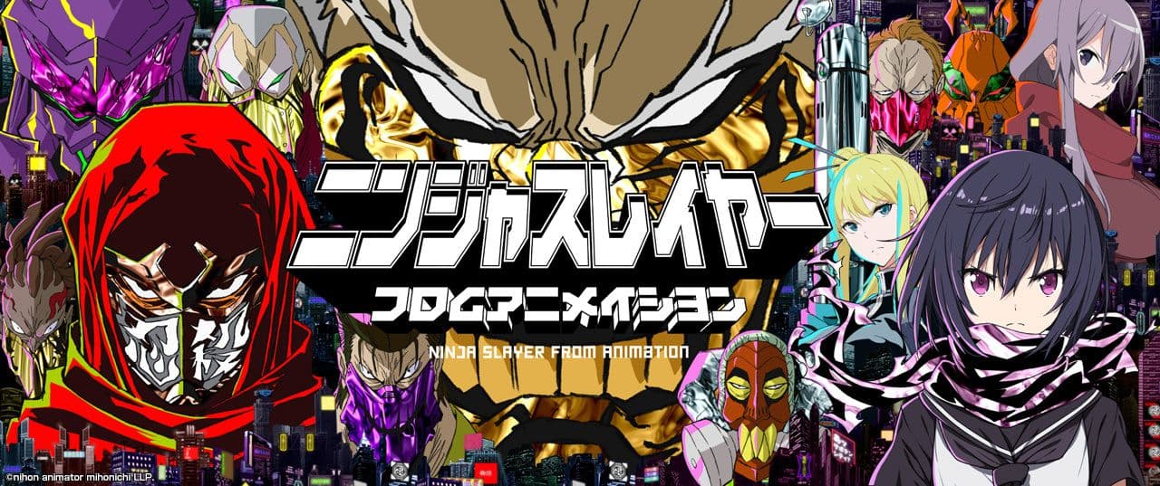 Ninja Slayer characters over a neon Neo-Saitama skyline