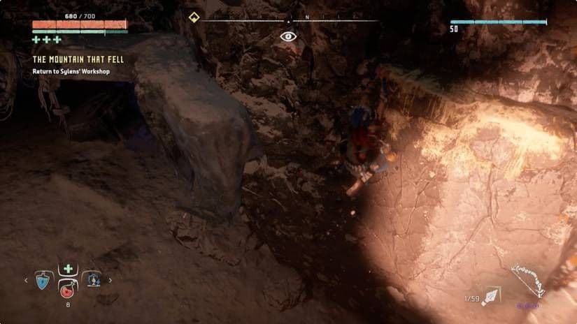 Aloy explores the GAIA Prime ruins in Horizon Zero Dawn to find the final Power Cell for the Shield-Weaver armor.