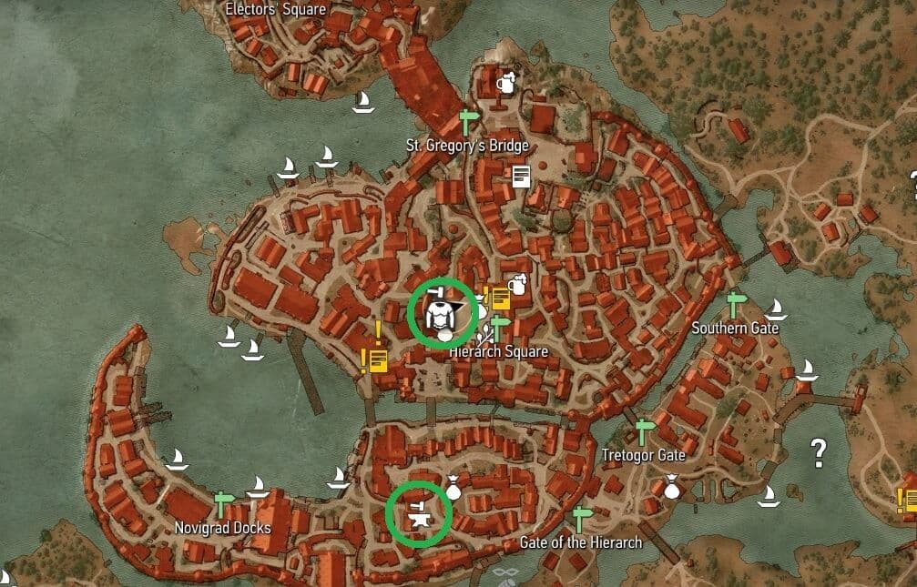 The Witcher 3 Wild Hunt Griffin School gear scavenger hunt map locations.