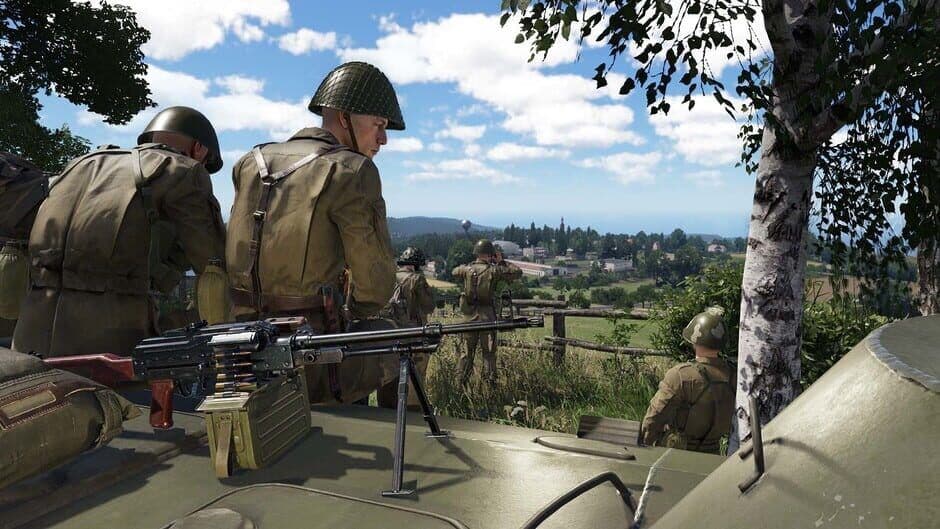 Arma Reforger gameplay showcasing the scale of the environment and vehicle warfare.