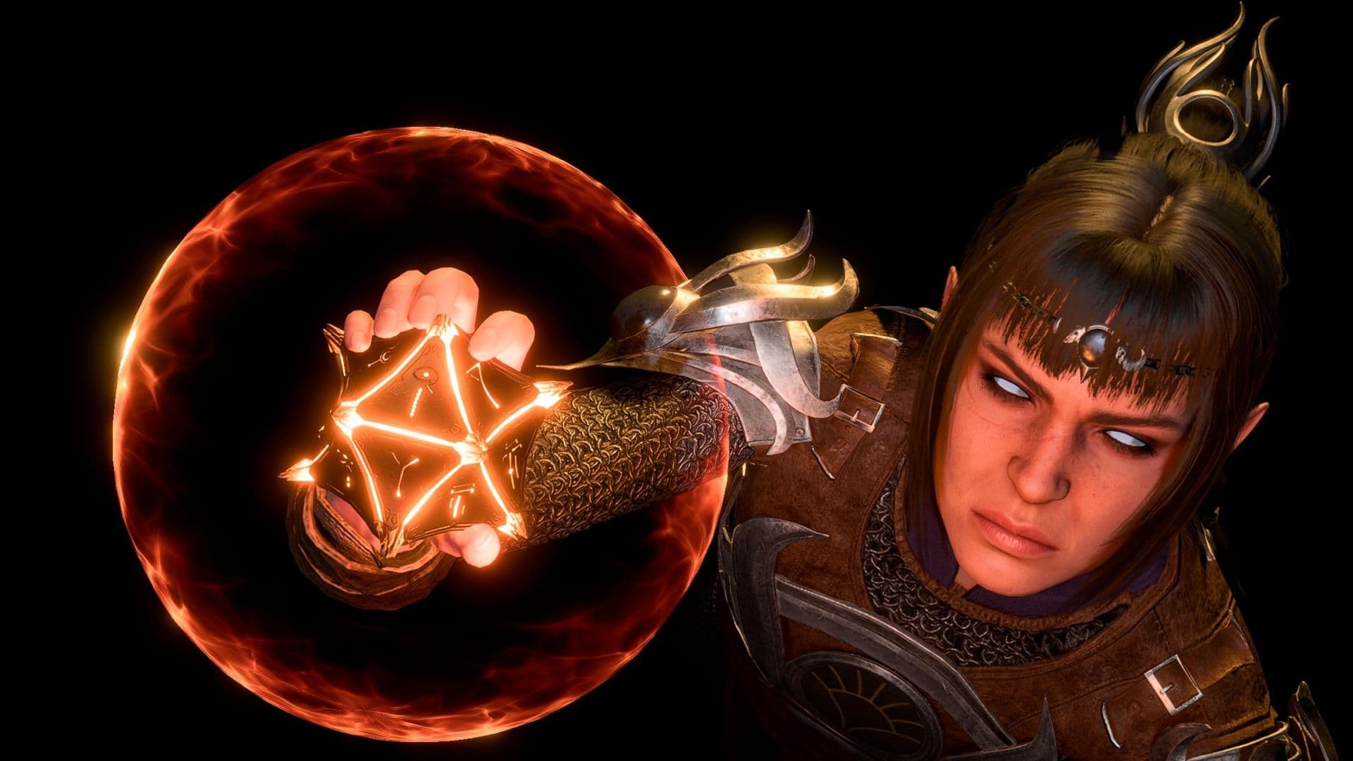 Shadowheart usa un artefacto mágico brillante en Baldur's Gate 3 para contrarrestar las maldiciones de las sombras.
