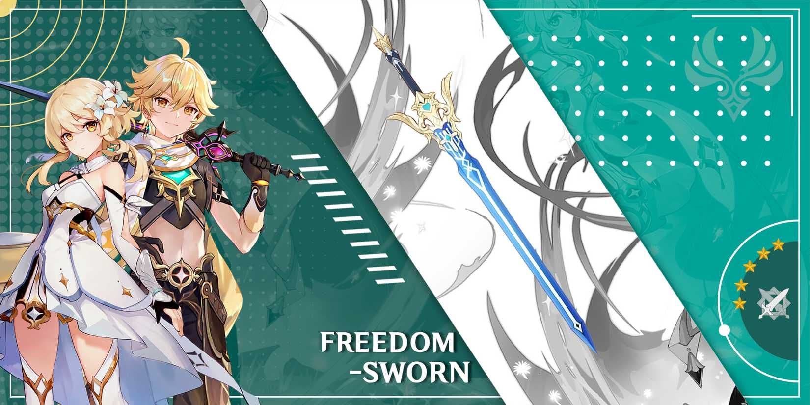 Anemo Traveler in Genshin Impact equipped with recommended 4-star weapons for wind-based builds.
