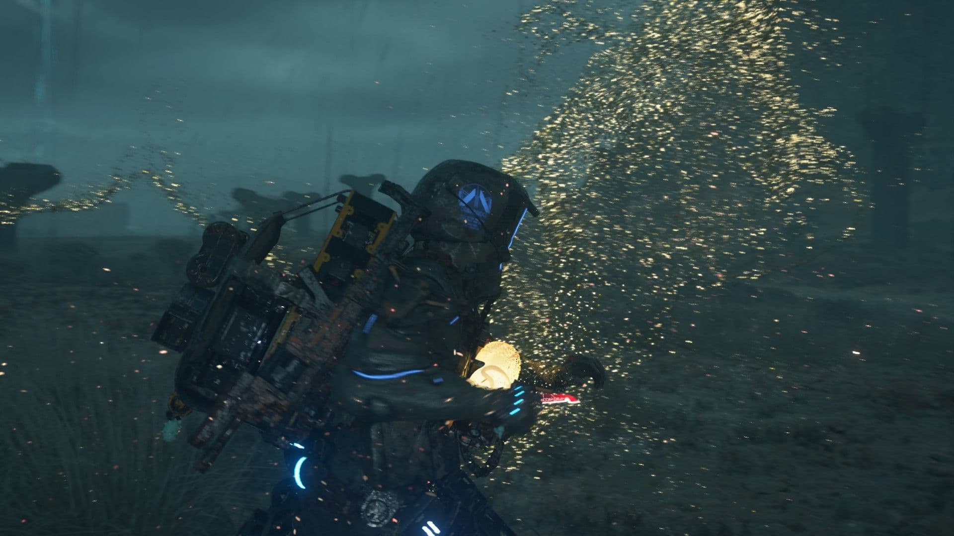 Sam Bridges defeats a gold BT in Death Stranding 2 to harvest Chiral Crystals for mining operations.