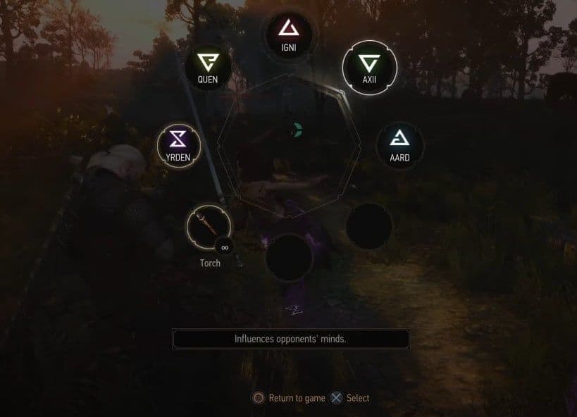The Witcher 3 Quick Cast system allows players to use Signs instantly without opening the radial menu.