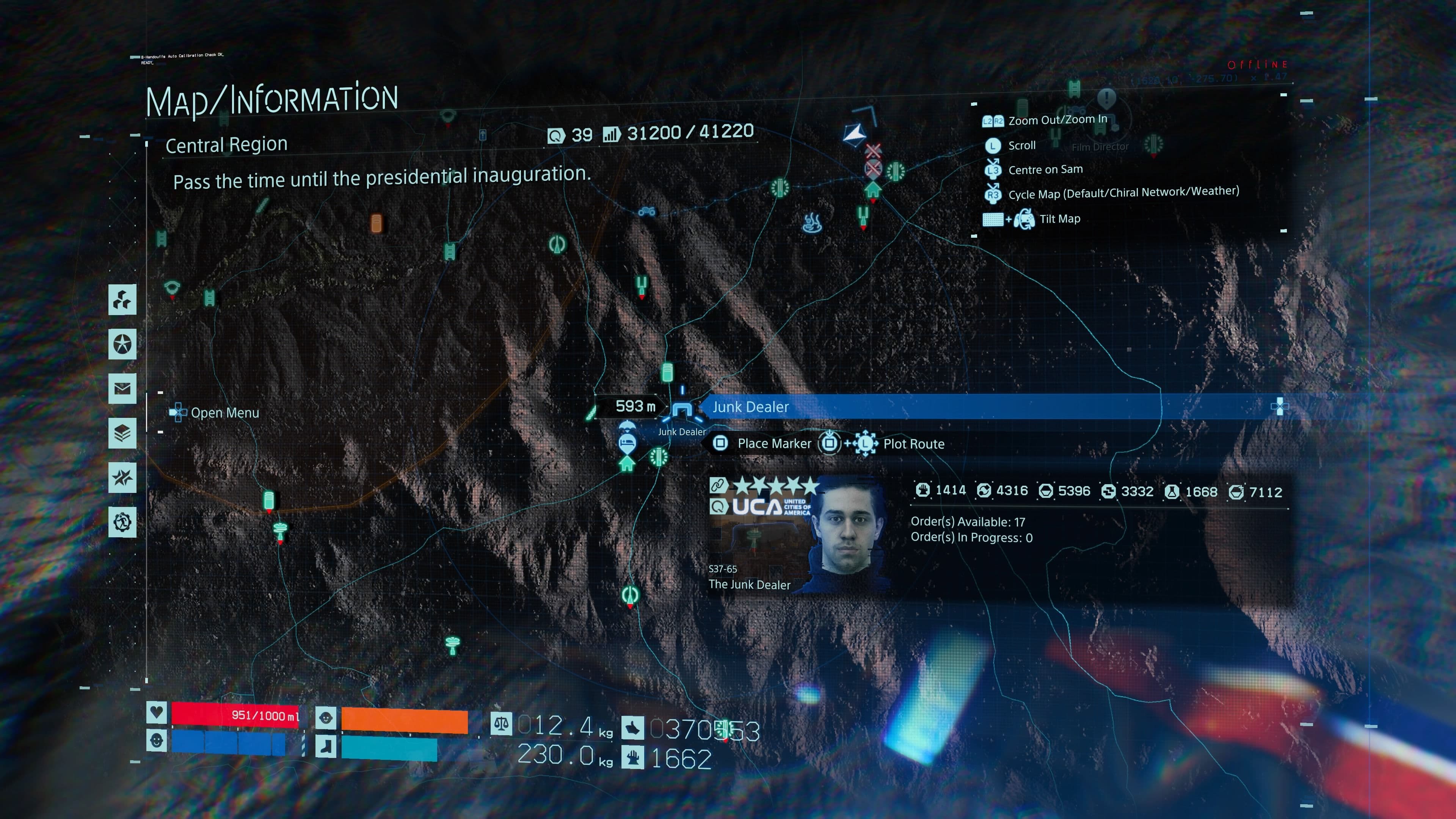 The Junk Dealer prepper location in Death Stranding for zipline network planning.