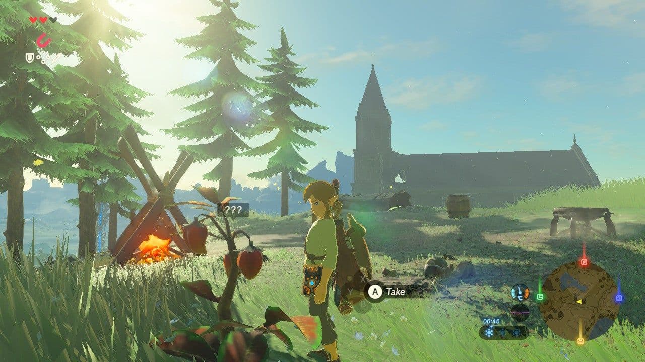 Link prepares a Spicy Pepper dish for cold resistance in Breath of the Wild.