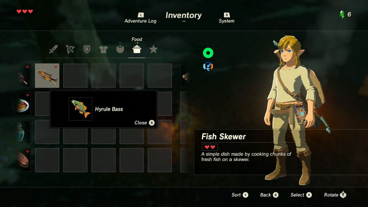 A selection of fish and seafood recipes in The Legend of Zelda: Breath of the Wild for survival.