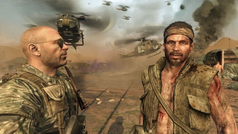A cinematic moment from the Call of Duty: Black Ops psychological thriller campaign.