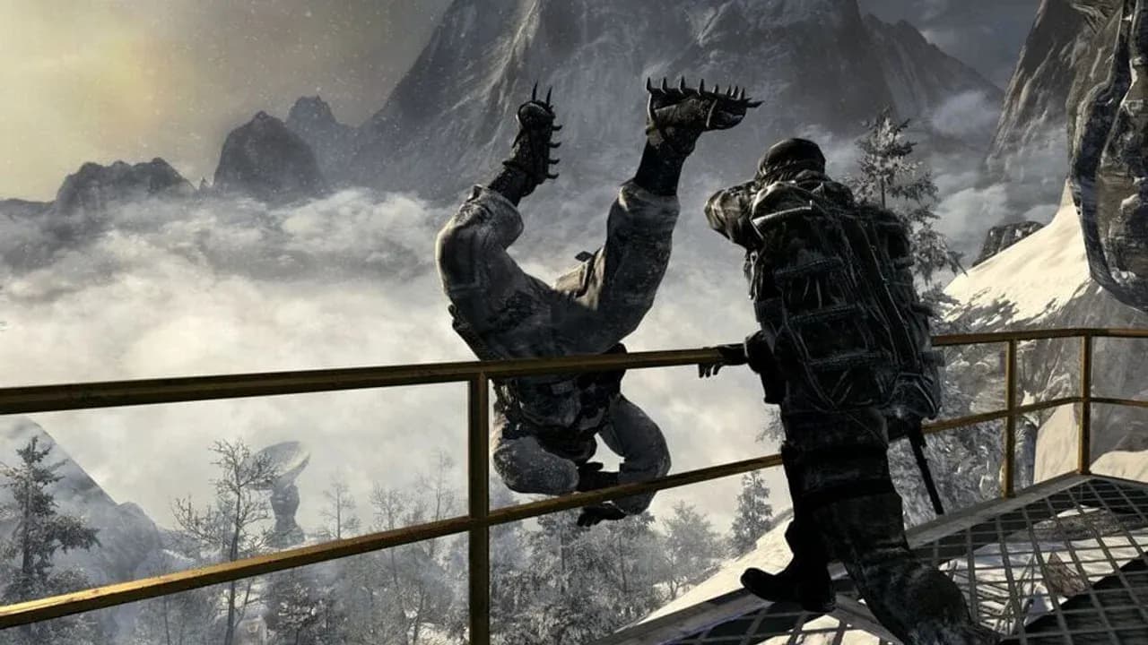 A high-intensity combat scene from Call of Duty: Black Ops showing soldiers in a jungle environment.