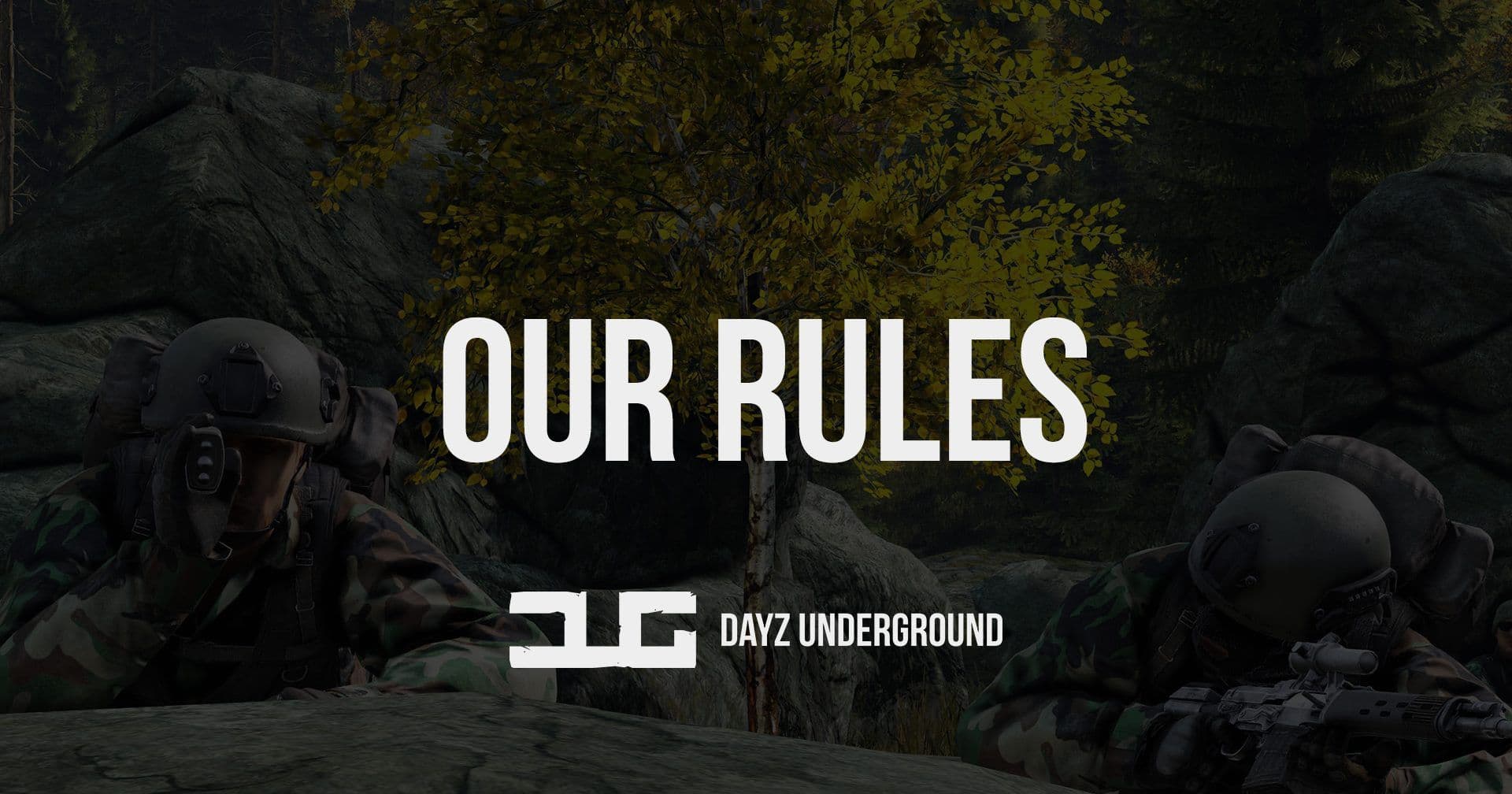 DayzUnderground rules banner with two armed DayZ survivors