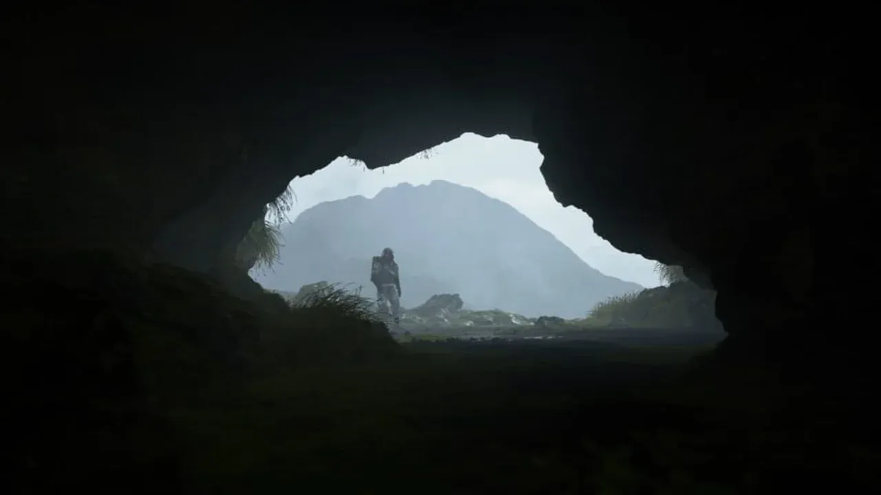 Sam Porter Bridges walking through a stream, demonstrating environmental impacts on footwear in Death Stranding.
