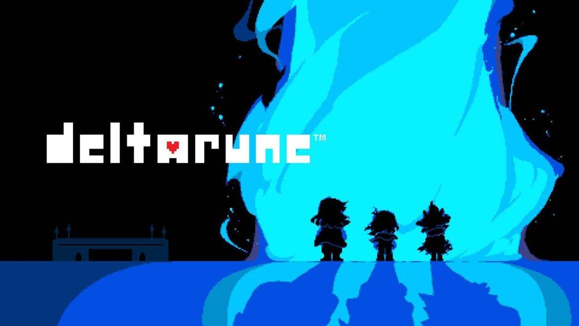 A Deltarune review banner featuring the main cast of characters in their Dark World forms.
