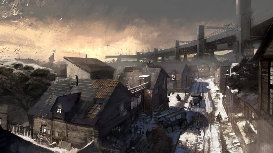 Disco Elysium concept art showcasing the unique visual style of the game's internal thought processes.