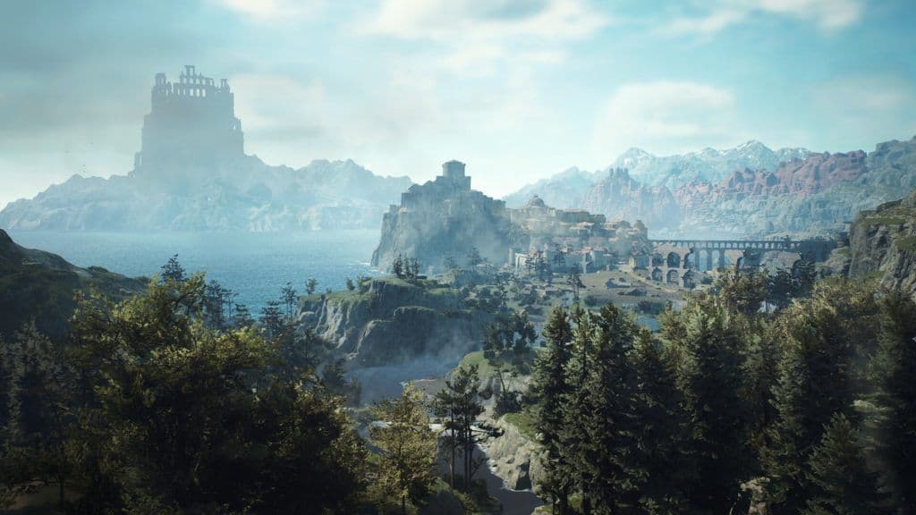 A scenic landscape from Dragon's Dogma 2 where an Arisen begins their journey.
