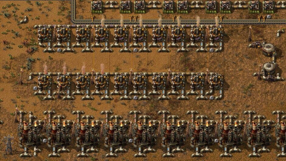 A massive solar farm in Factorio providing sustainable power to a growing industrial empire.