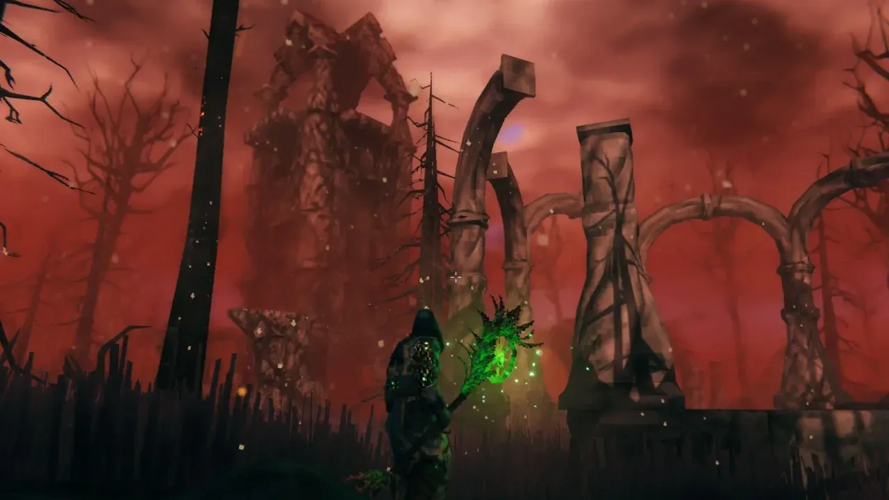 Fader’s Emerald Flame arena beneath the Ashlands sky