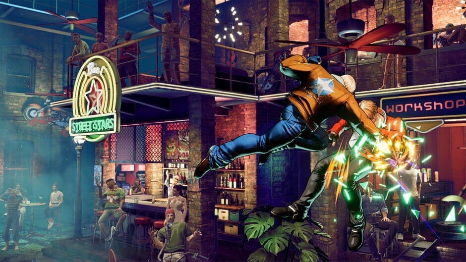 Captura de pantalla oficial del gameplay de Fatal Fury: City of the Wolves que muestra el combate entre personajes.