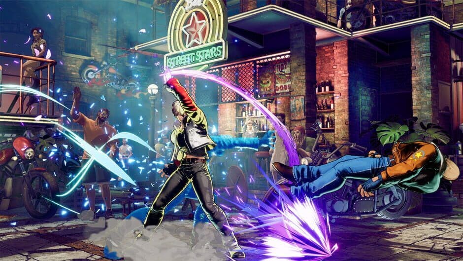 Captura de pantalla oficial del gameplay que demuestra los efectos visuales de Fatal Fury: City of the Wolves.