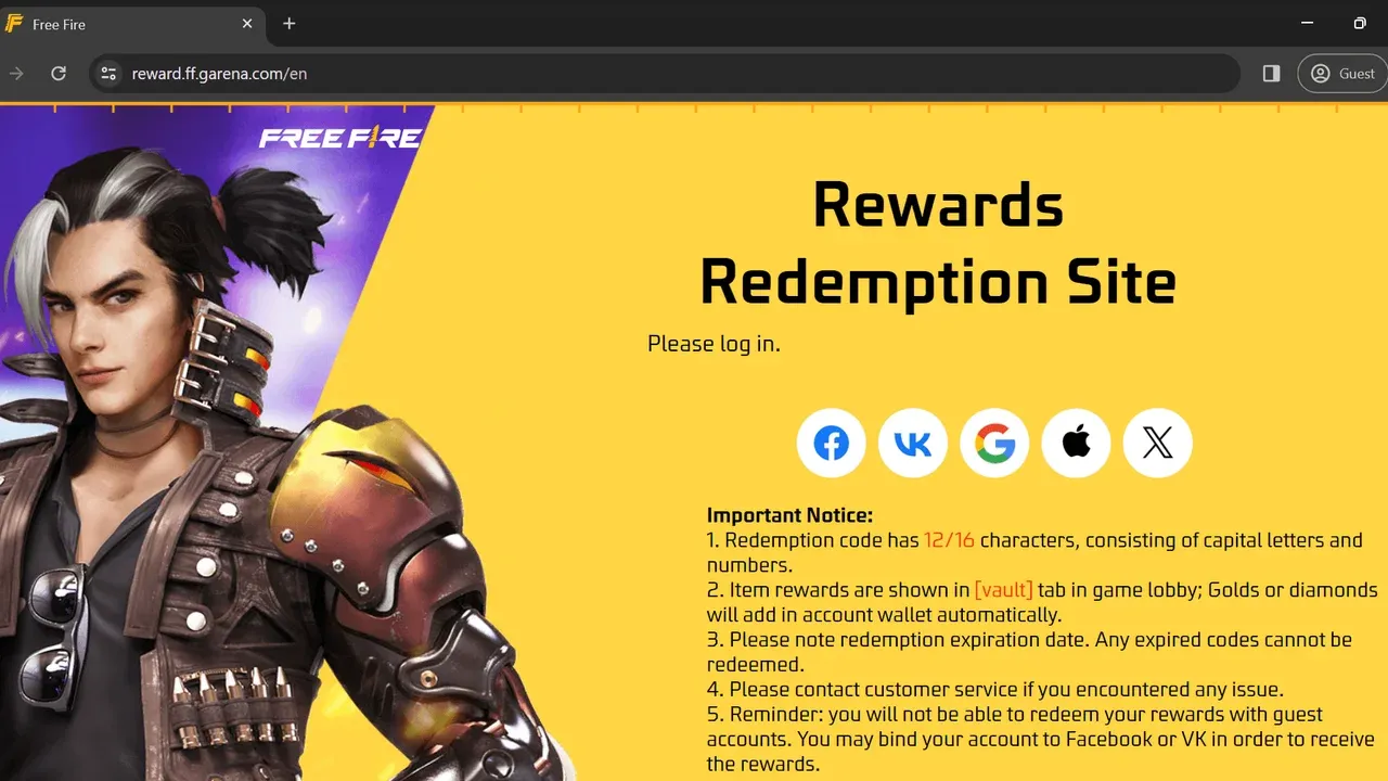 Free Fire redeem codes banner featuring characters and promotional text for obtaining free in-game items.