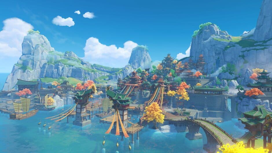 Official Genshin Impact screenshot featuring exploration and landscape.