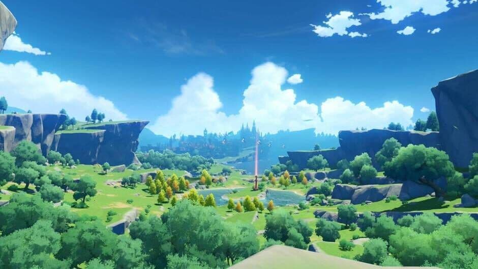 Genshin Impact screenshot showcasing character abilities and elemental effects.