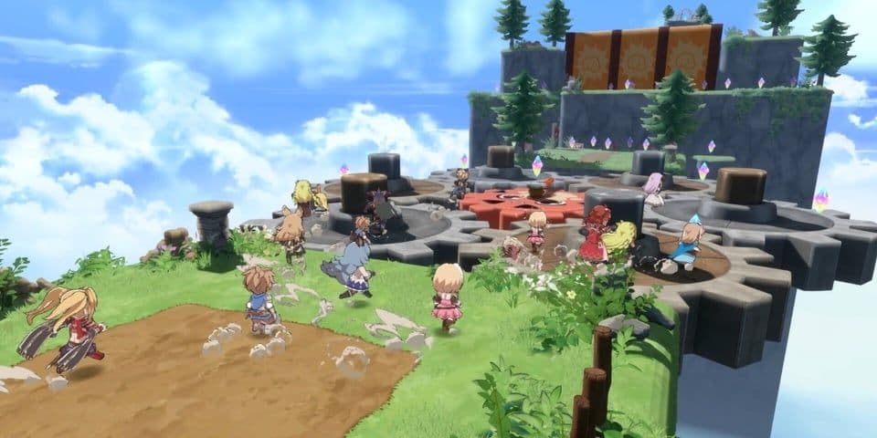 Granblue Fantasy Versus: Rising characters compete in the Grand Bruise party game mode.