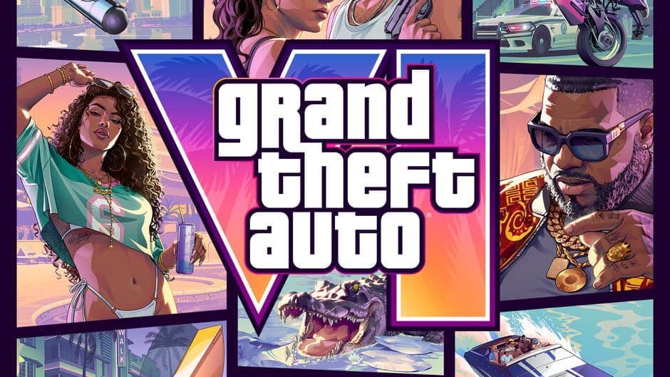 Arte oficial estilizado de Grand Theft Auto VI que representa la atmósfera del juego.