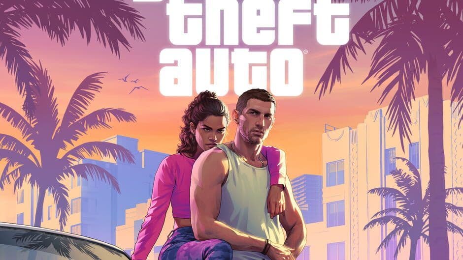 Official Grand Theft Auto VI artwork depicting the vibrant setting of Vice City.