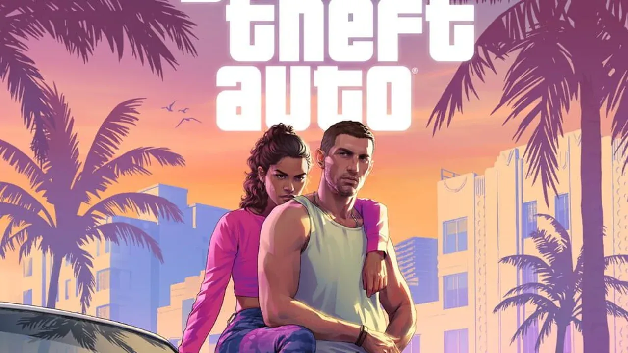 Grand Theft Auto VI protagonists Lucia and Jason posing together in this official promotional artwork.
