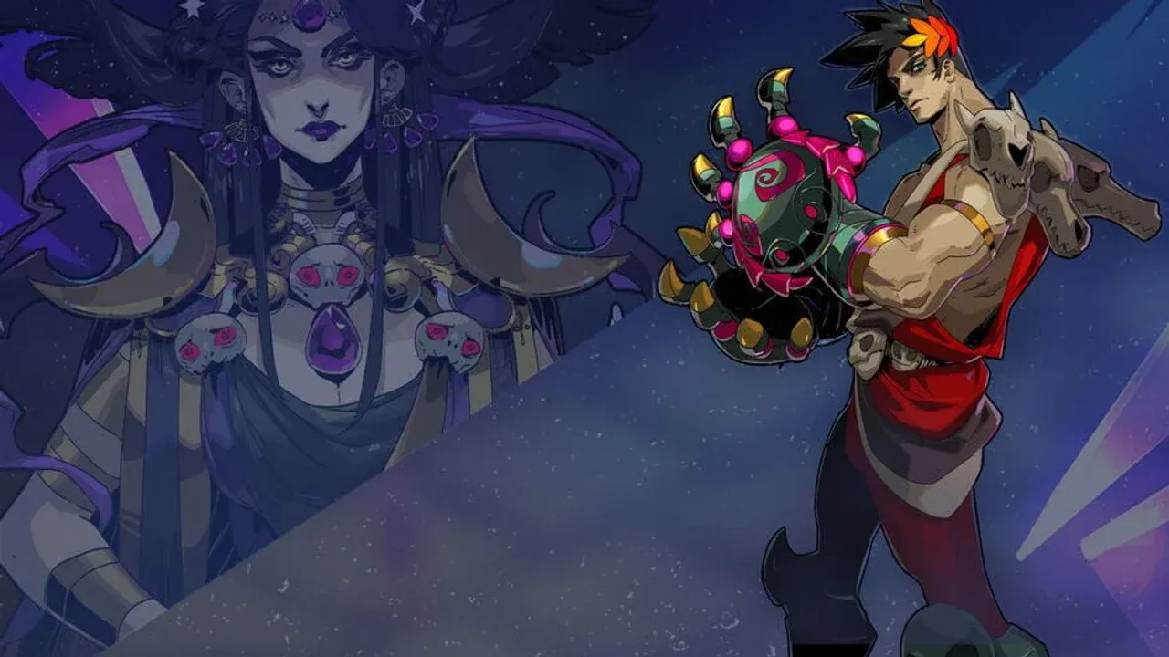 Zagreus stands amidst the fiery Underworld in Hades, showcasing the game's vibrant and stylish hand-painted art style.