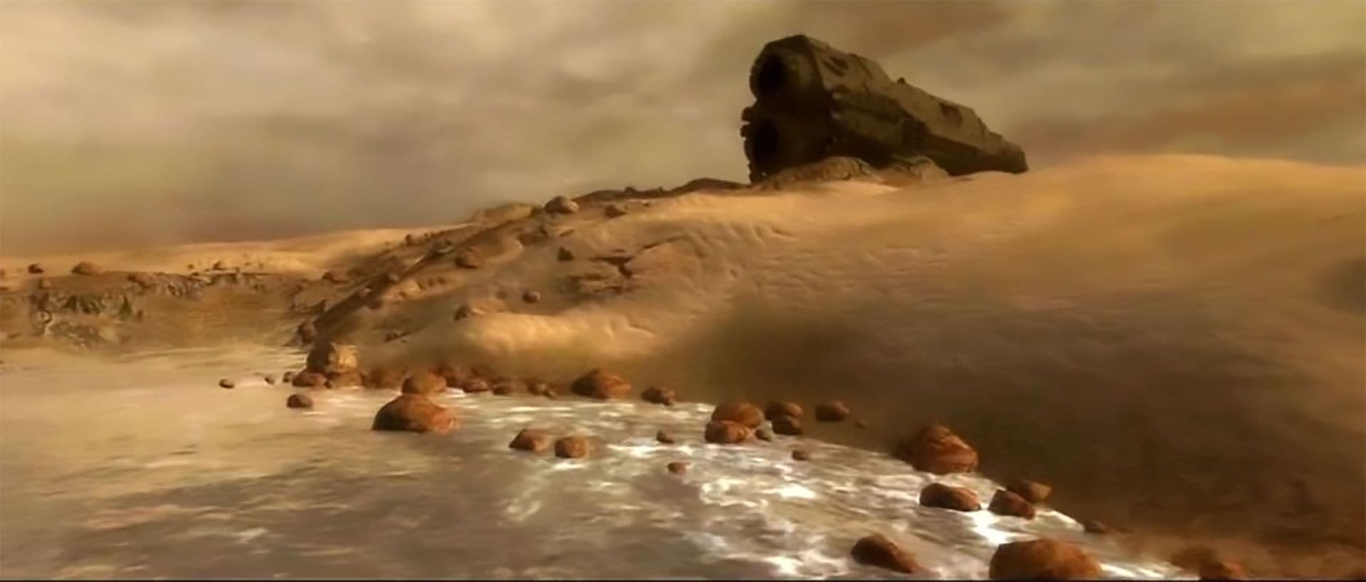 El interior del Pillar of Autumn durante la misión final de Halo: El Combate ha Evolucionado.