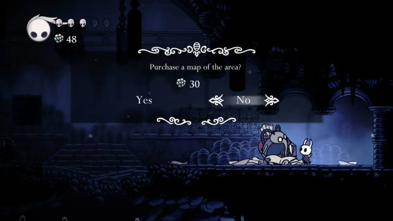The Knight encounters Cornifer the cartographer in Hollow Knight to purchase a map, an essential beginner tip.
