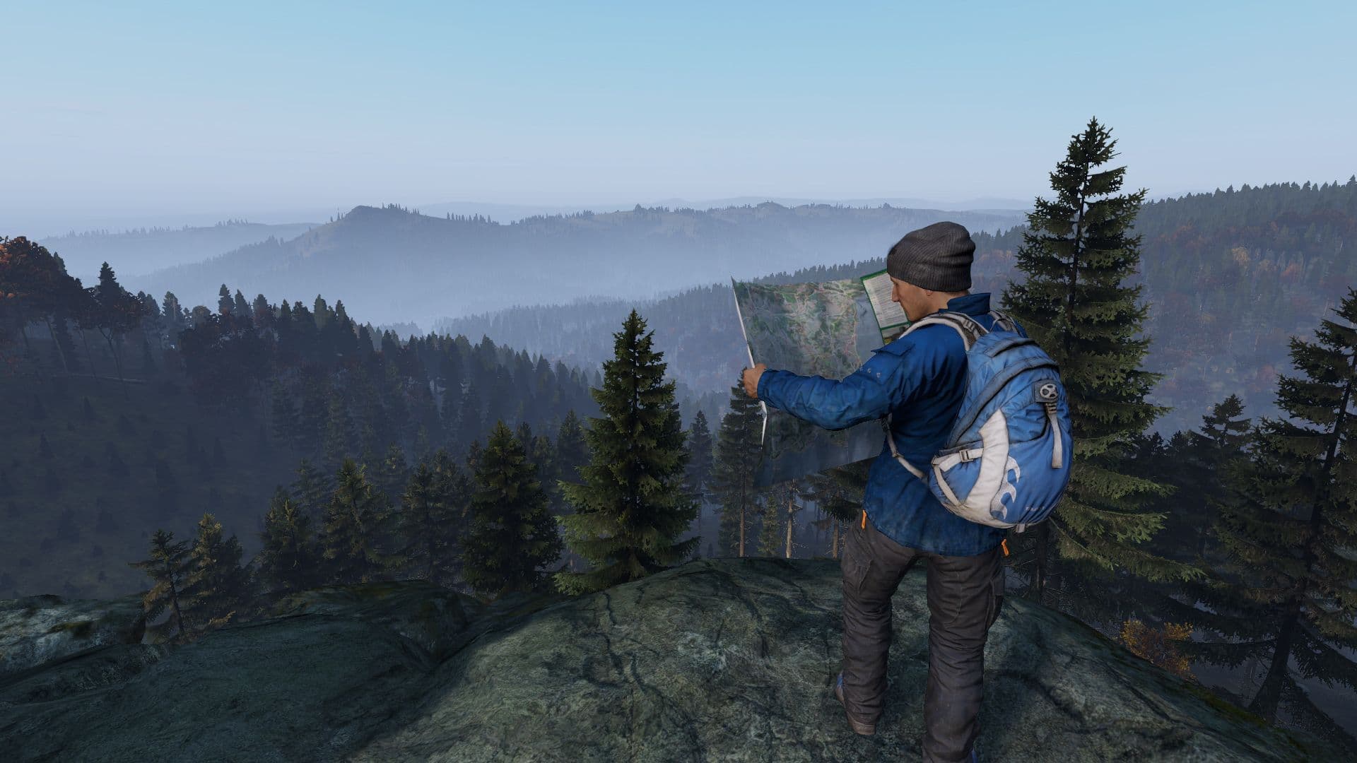 DayZ survivors repair a vehicle beside a camp