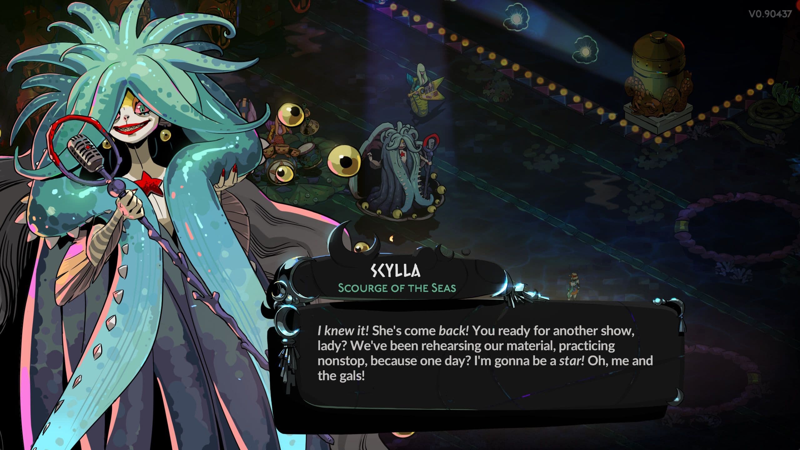 Hades stands in a confrontational stance during the final boss battle in the Temple of Styx.