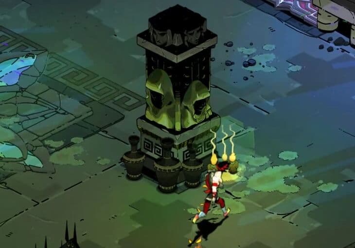 A stone pillar in Hades that can drop damaging rocks when struck during combat.