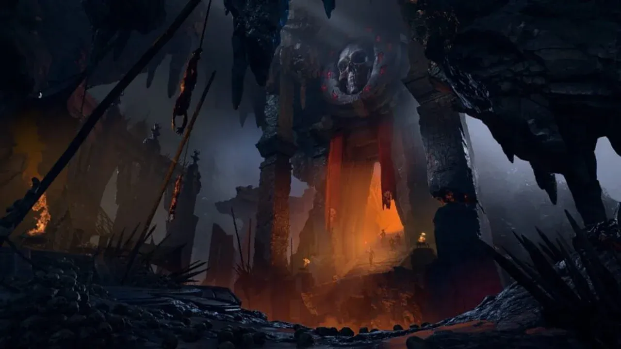 A group of Baldur's Gate 3 companions including Astarion and Shadowheart stand ready for battle in Act 1.