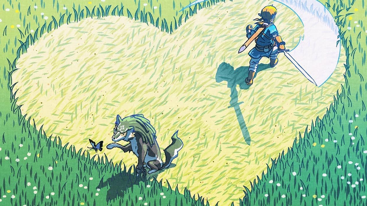 Official artwork of Link swinging his sword in The Legend of Zelda: Breath of the Wild.