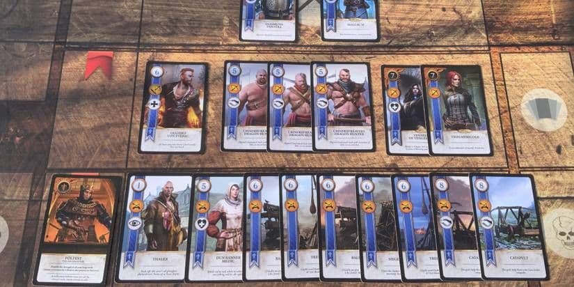 A collection of Northern Realms Gwent cards like Philippa Eilhart and Dandelion for a Witcher 3 starter deck.