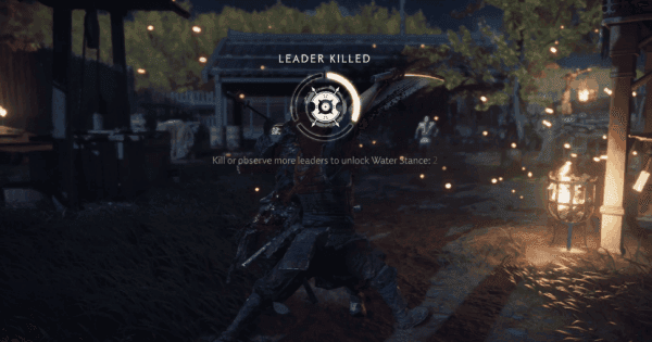 A Ghost of Tsushima combat screen showing progress toward unlocking the spear-countering Wind Stance.
