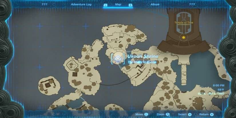 Map location of the Ukouh Shrine in The Legend of Zelda Tears of the Kingdom to unlock Ultrahand