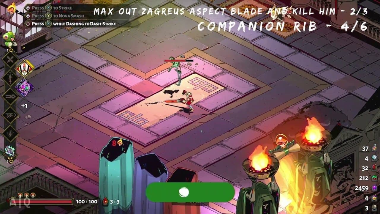 Hades Secret Stash menu showing Chthonic Companions and relationship progress with various characters.