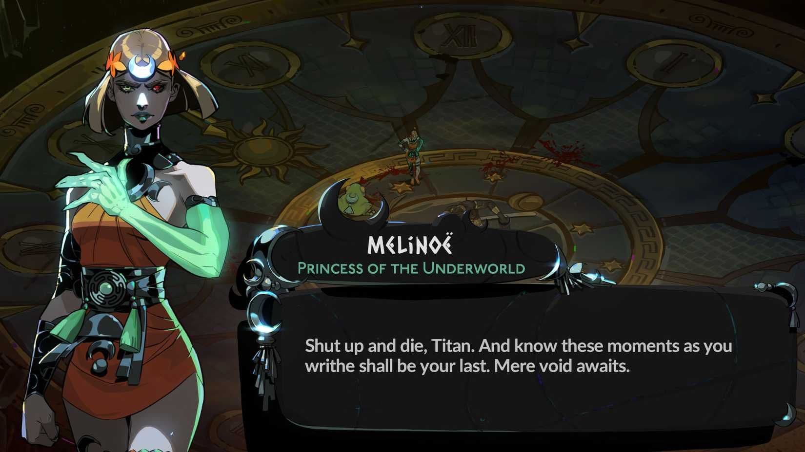 Melinoe standing over a defeated Chronos in Hades 2 after completing the Dissolution of Time.