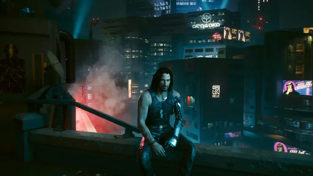 Johnny Silverhand appearing during the final mission Nocturne OP55N1 in Cyberpunk 2077.