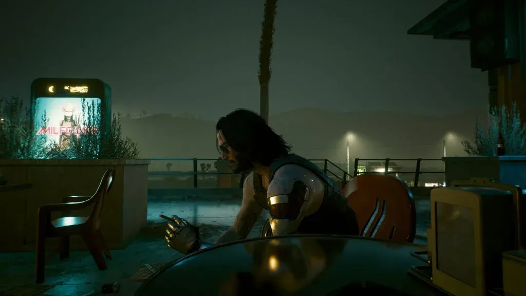 Johnny Silverhand appearing after the Search and Destroy mission in Cyberpunk 2077.