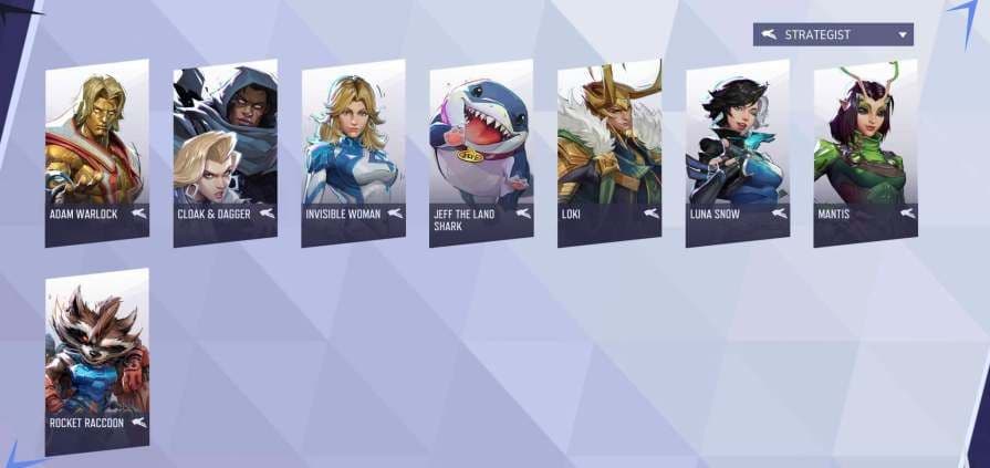 Marvel Rivals Strategist class characters showcasing support-based Team-Up skills and UI indicators.