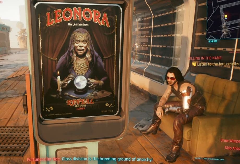 Johnny Silverhand interacting with V in Pacifica near Dogtown