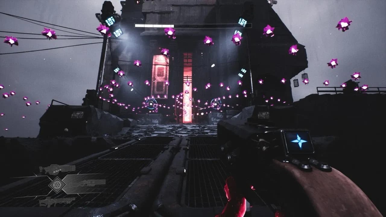 Luna Abyss gameplay showing the lock-on bullet hell combat system and movement mechanics.