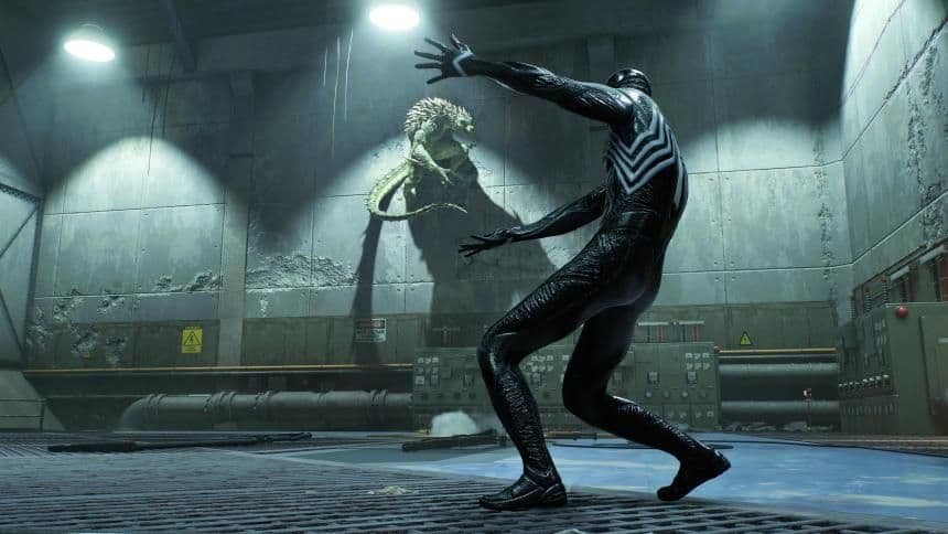 Marvel's Spider-Man 2 photo mode showcasing the detailed character model of The Lizard.