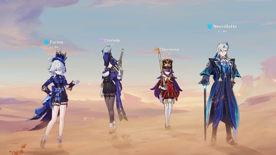 Detailed view of Genshin Impact character combat and elemental particle effects.
